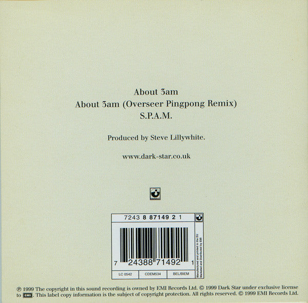 Dark Star (3) : About 3am (CD, Single, CD2)