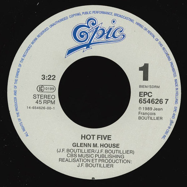 Hot Five : Glenn M House  (7", Single)