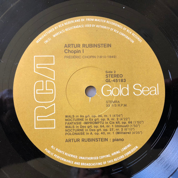 Arthur Rubinstein, Frédéric Chopin : Artur Rubinstein Speelt Beroemde Pianowerken Van Chopin I (LP, Comp)