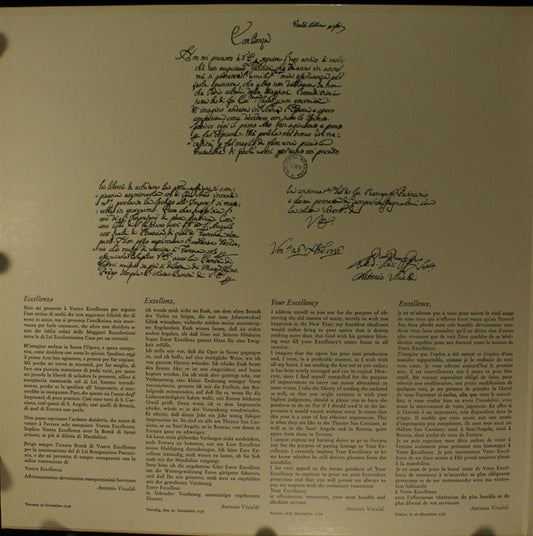 Antonio Vivaldi - Angelo Ephrikian, Lola Bobescu, I Solisti Di Milano, Les Solistes De Bruxelles : The Four Concertos For Two Orchestras = Die Vier Konzerte Fur Zwei Orchester (LP, Album, RE)