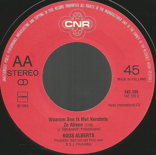 Koos Alberts : Kerstmis In De Jordaan (7")