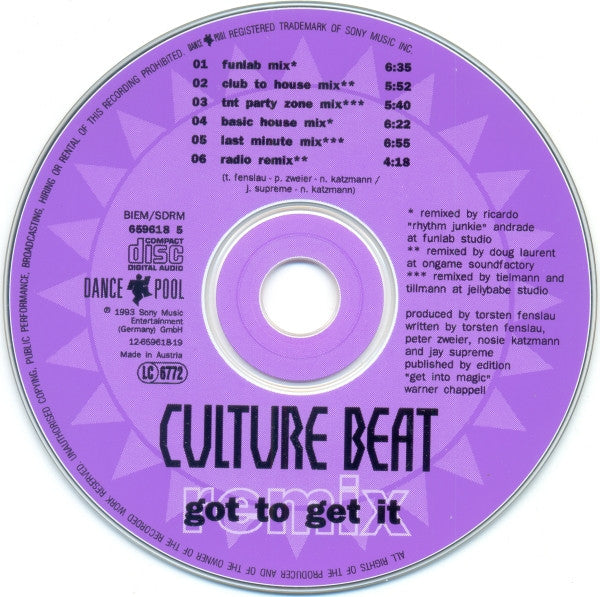 Culture Beat : Got To Get It (Remix) (CD, Maxi)