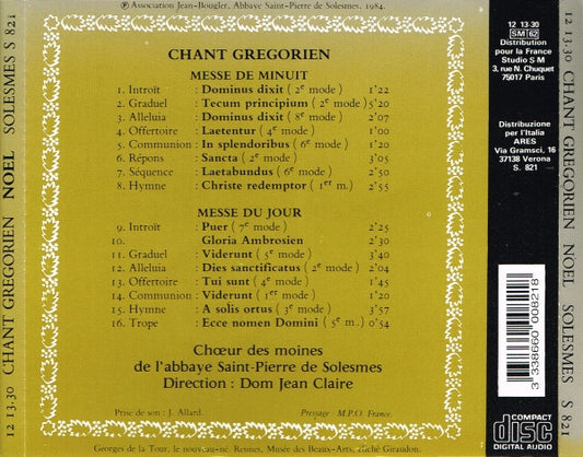 Chœur Des Moines De L'Abbaye Saint-Pierre De Solesmes Direction: Dom Jean Claire : Noël: Messe De Minuit - Messe Du Jour (CD, Album, RE)