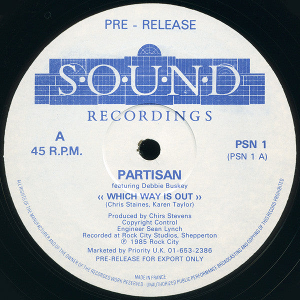 Partisan (6) , Featuring Debbie Buskey : Which Way Is Out (12", Single, Promo)