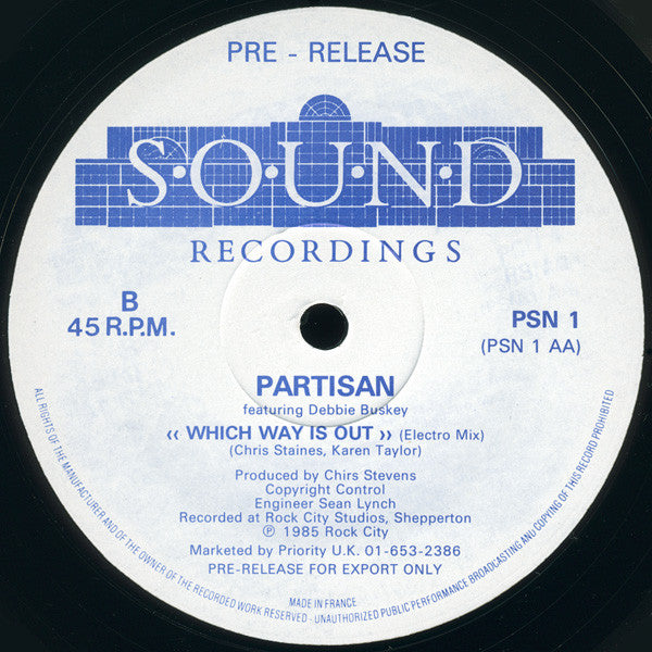Partisan (6) , Featuring Debbie Buskey : Which Way Is Out (12", Single, Promo)