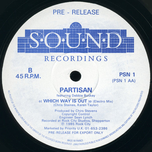 Partisan (6) , Featuring Debbie Buskey : Which Way Is Out (12", Single, Promo)
