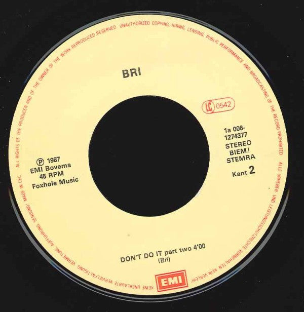 BRI (5) : Don't Do It (7", Single)