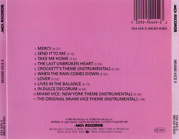 Various : Miami Vice II (New Music From The Television Series 'Miami Vice') (CD, Comp)