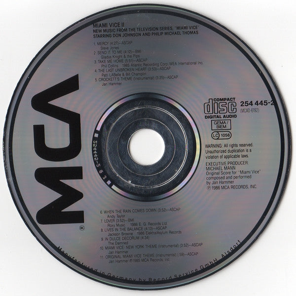 Various : Miami Vice II (New Music From The Television Series 'Miami Vice') (CD, Comp)