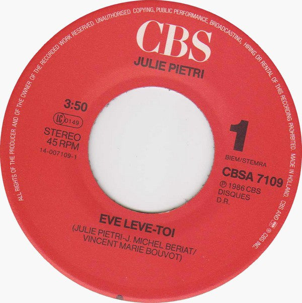 Julie Pietri : Eve Leve-Toi (7", Single)