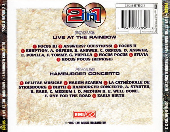 Focus (2) : Live At The Rainbow / Hamburger Concerto (2xCD, Comp)