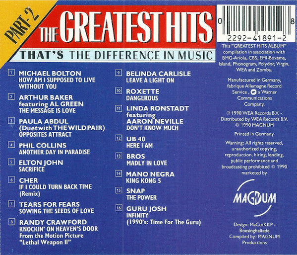 Various : The Greatest Hits - Part 2 (CD, Comp)