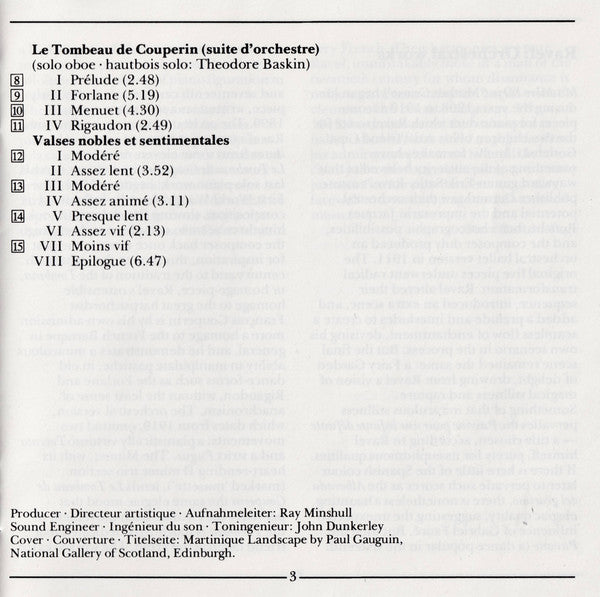 Maurice Ravel, Orchestre Symphonique De Montréal, Charles Dutoit : Ma Mère L'Oye - Pavane Pour Une Infante Défunte - Le Tombeau De Couperin - Valses Nobles Et Sentimentales (CD)