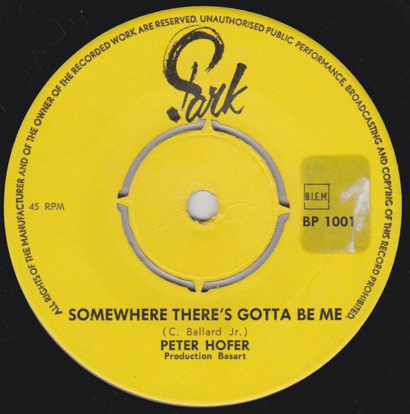 Peter Hofer : Somewhere There's Gotta Be Me (7", Single)