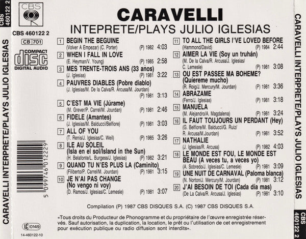 Caravelli : Caravelli Interprète / Plays Julio Iglesias (CD, Album)