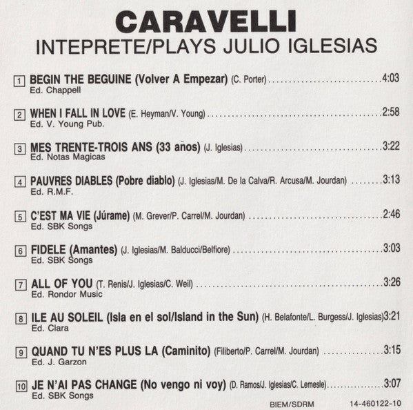 Caravelli : Caravelli Interprète / Plays Julio Iglesias (CD, Album)