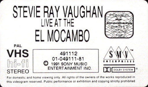 Stevie Ray Vaughan & Double Trouble : Live At The El Mocambo (VHS, PAL)