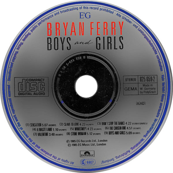 Bryan Ferry : Boys And Girls (CD, Album)