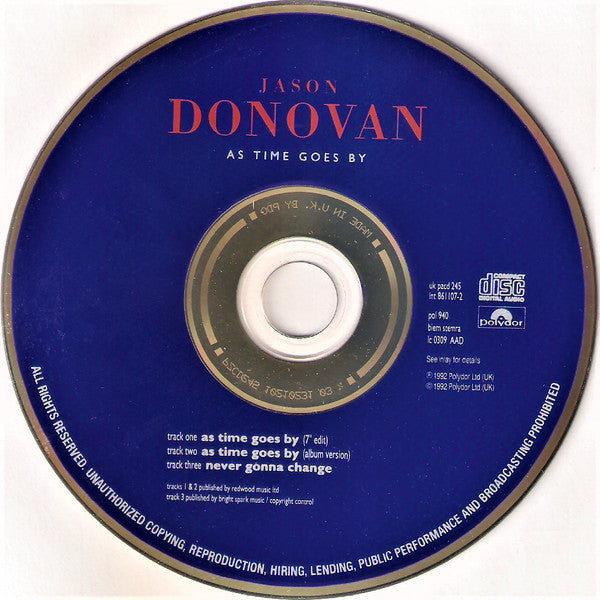 Jason Donovan : As Time Goes By (CD, Maxi)