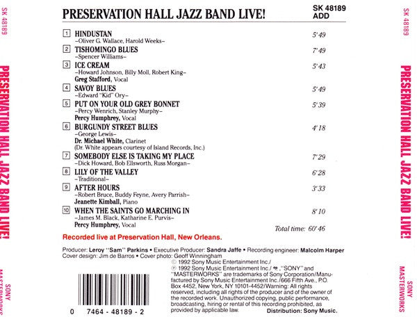 Preservation Hall Jazz Band : Preservation Hall Jazz Band Live! (CD)