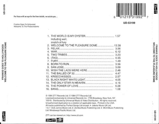 Frankie Goes To Hollywood : Welcome To The Pleasuredome (CD, Album, RE)