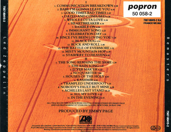 Led Zeppelin : Remasters (2xCD, Comp, RM)