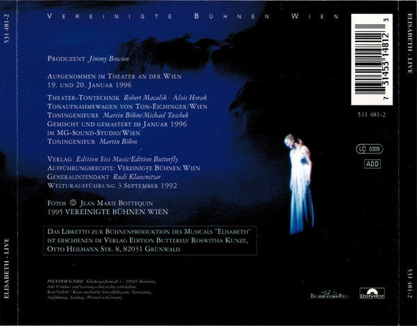 Michael Kunze & Sylvester Levay : Elisabeth - Live Aus Dem Theater An Der Wien Gesamtaufnahme Des Musicals (2xCD, Album)