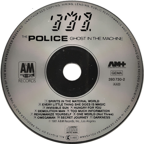 The Police : Ghost In The Machine (CD, Album, RE, PDO)