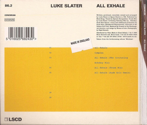 Luke Slater : All Exhale (CD, Single)