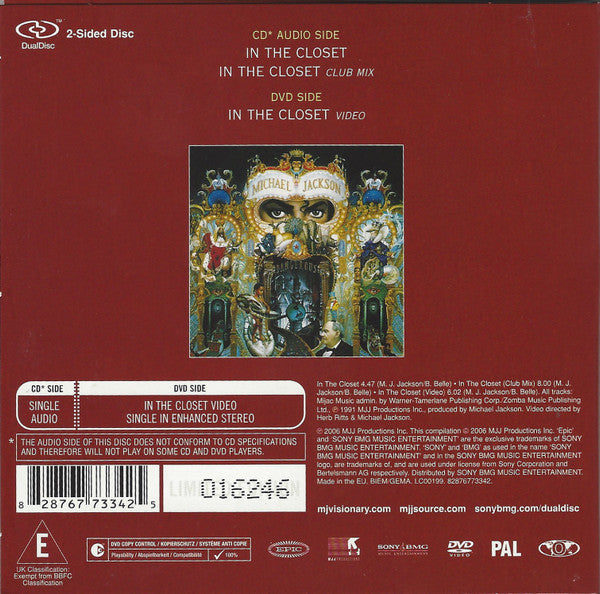 Michael Jackson : In The Closet (Hybrid, DualDisc, Single, Ltd, Num, PAL)