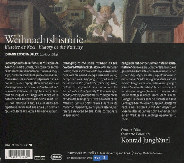 Johann Rosenmüller, Cantus Cölln, Concerto Palatino, Konrad Junghänel : Weihnachtshistorie (Histoire De Noël • History Of The Nativity) (CD, Album)