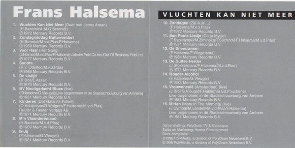 Frans Halsema : Vluchten Kan Niet Meer (CD, Comp)