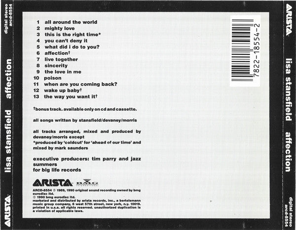 Lisa Stansfield : Affection (CD, Album, RE, Hun)