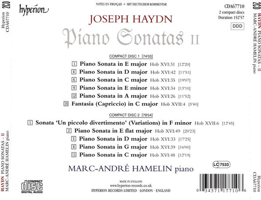 Joseph Haydn, Marc-André Hamelin : Piano Sonatas II (2xCD, Album)