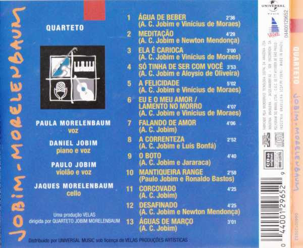 Quarteto Jobim-Morelenbaum : Quarteto Jobim-Morelenbaum (CD, Album)