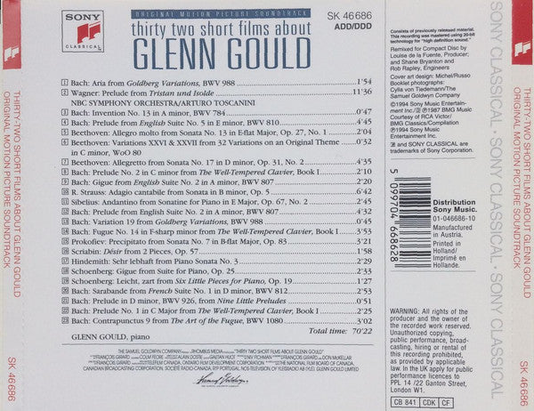 Glenn Gould : Thirty Two Short Films About Glenn Gould (Original Motion Picture Soundtrack) (CD, Comp)