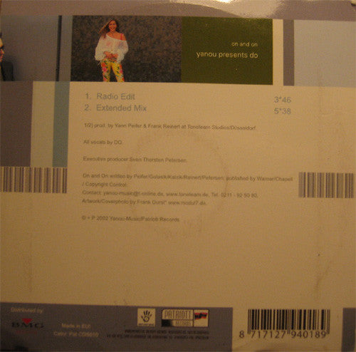 Yanou Presents Do : On And On (CD, Single, Car)