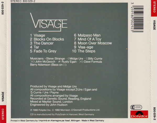 Visage : Visage (CD, Album, RE, Red)