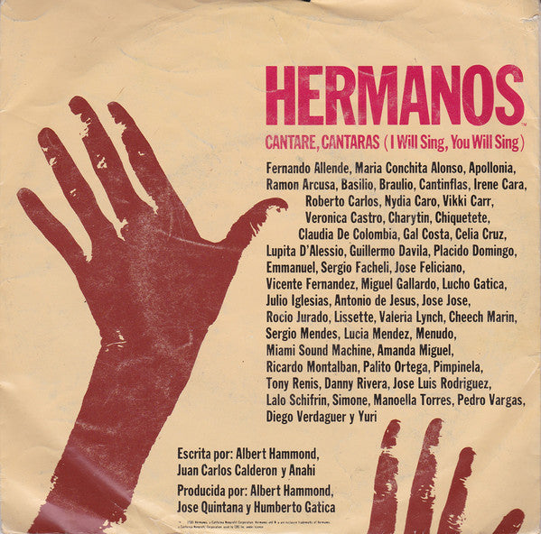 Hermanos : Cantaré, Cantarás = I Will Sing, You Will Sing (7", Single)