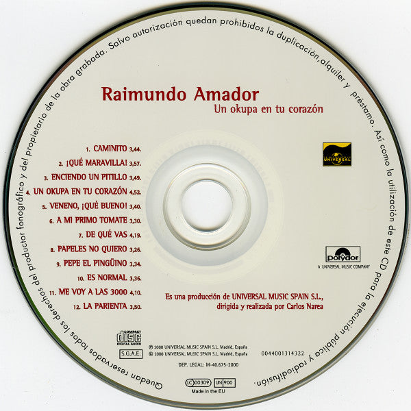 Raimundo Amador : Un Okupa En Tu Corazón (CD, Album)