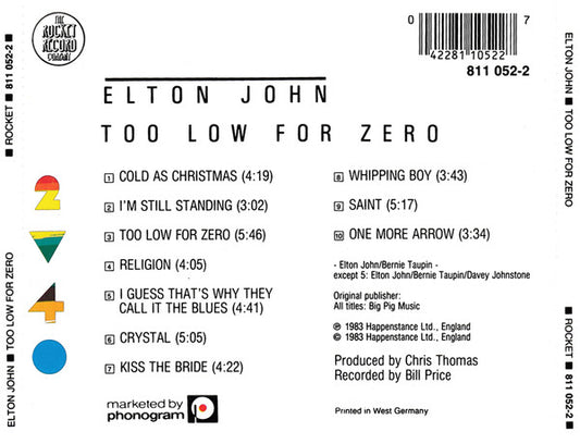 Elton John : Too Low For Zero (CD, Album)