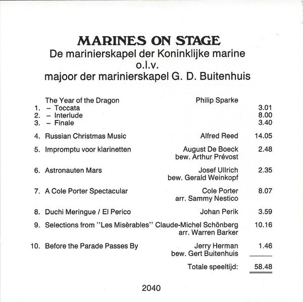 De Marinierskapel der Koninklijke Marine : Marines On Stage (CD)