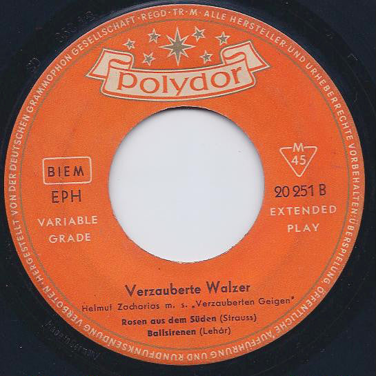 Helmut Zacharias Und Seine Verzauberten Geigen : Verzauberte Walzer (7", EP, Mono)