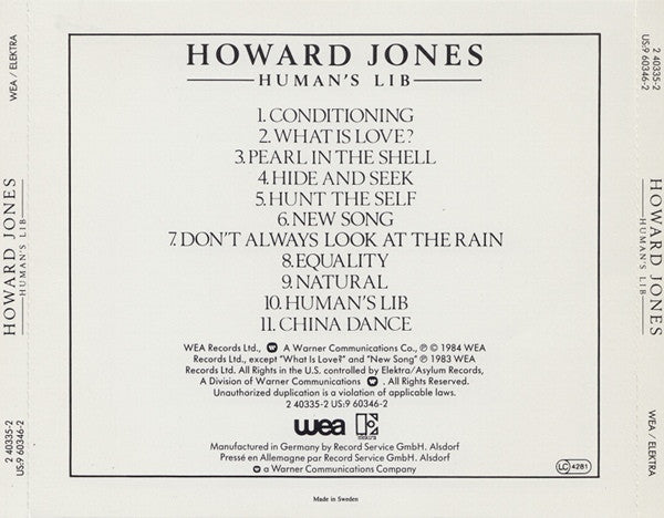 Howard Jones : Human's Lib (CD, Album)