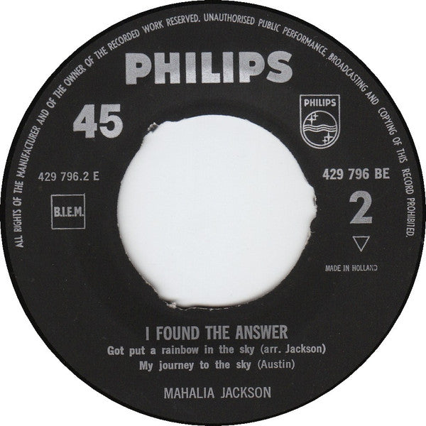 Mahalia Jackson : I Found The Answer (7", EP)