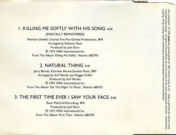 Roberta Flack : Killing Me Softly With His Song (CD, Maxi)