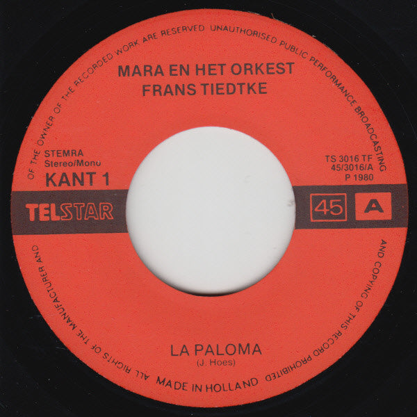 Mara (8) En Het Orkest Frans Tiedtke : La Paloma (7")