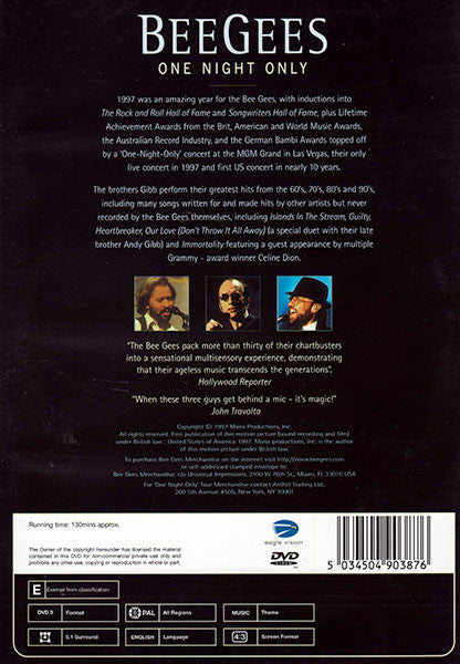 Bee Gees : One Night Only (DVD-V, Multichannel, PAL, DTS)