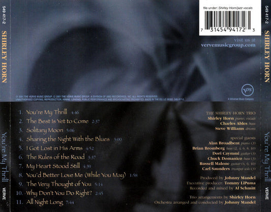 Shirley Horn : You're My Thrill (CD, Album)