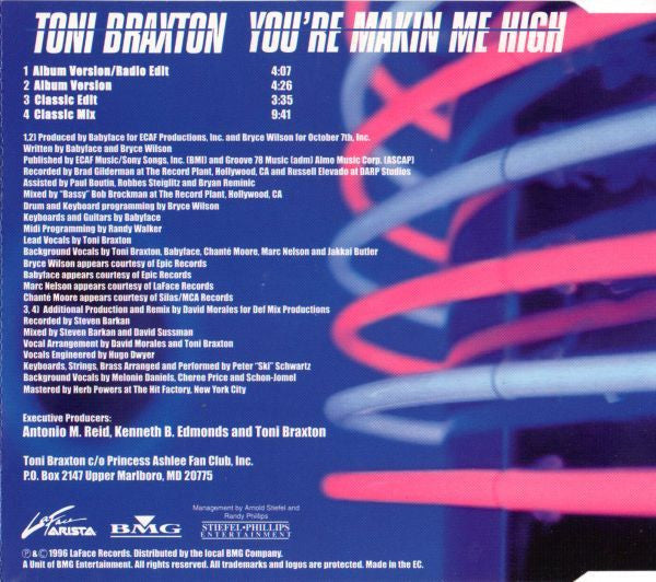 Toni Braxton : You're Makin' Me High (CD, Maxi)